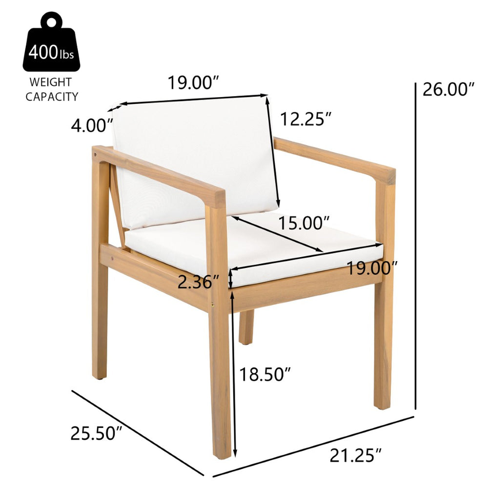 English Elm Outdoor Acacia Wood Dining Chairs Set of 2 Slatted Teak Finish Patio Seating N768P380148L_4