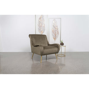 English Elm Lundy Truffle Romantic Mid-Century Accent Chair with Textured Upholstery, Welt Trim & Gold Legs B062P358333