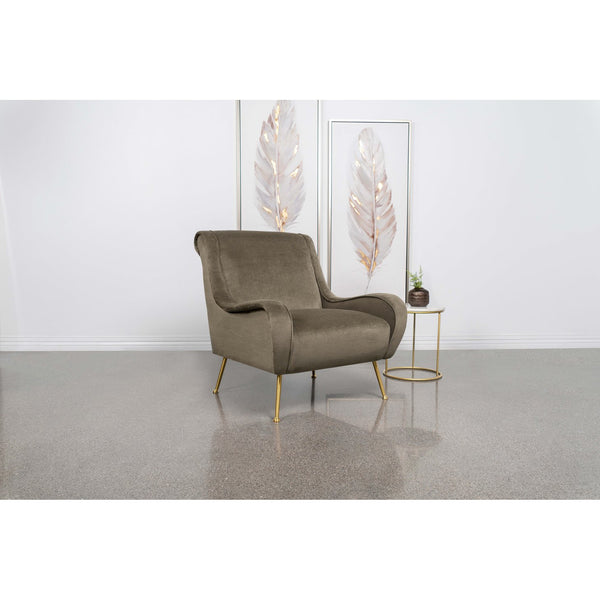 English Elm Lundy Truffle Romantic Mid-Century Accent Chair with Textured Upholstery, Welt Trim & Gold Legs B062P358333