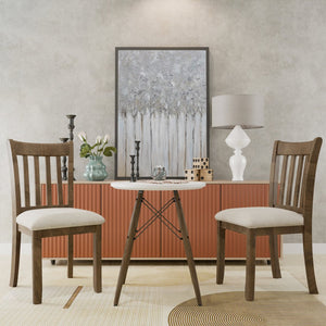 English Elm Dining Solid Wood Chairs Set of 2 in Light Brown with Padded White Fabric Seats, Standard Height Comfort and Durable Design W2170P208391