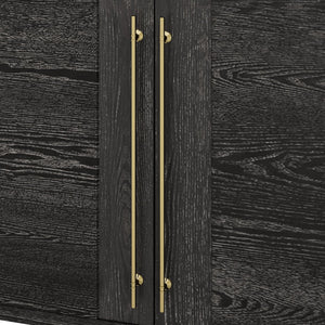 English Elm Trexm Ash Veneer Buffet with Gold Handles and Adjustable Shelves for Dining Spaces Black N715P392244B