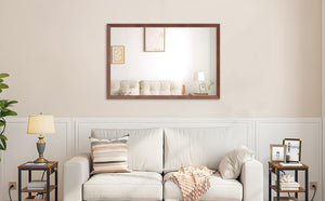 English Elm 48"x32" Oversized Modern Rectangle Bathroom Mirror with Slim Aluminum Frame, Safety Glass, Versatile Mounting Walnut W708P297667