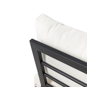 English Elm Christopher Knight Home® - Theo 2-Seater Sofa - Left Side: Modern Iron Frame, Teak Accents & Cream Water-Resistant Cushions 71399.00LCRM