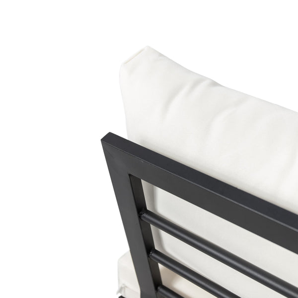 English Elm Christopher Knight Home® - Theo 2-Seater Sofa - Left Side: Modern Iron Frame, Teak Accents & Cream Water-Resistant Cushions 71399.00LCRM