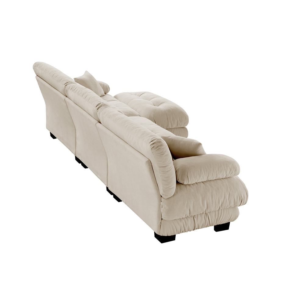 English Elm Luxury Modular Sectional Sofa Couch - Elegant Chenille L-Shaped Deep Seat With Convertible Ottoman W714S01029