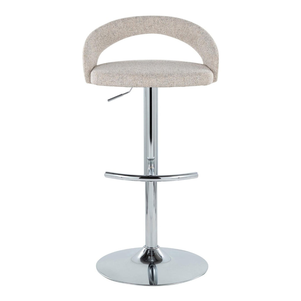 English Elm Adjustable Swivel Barstools with Chrome Base Upholstered Seat for Kitchen Islands Set of 2 B202S01976