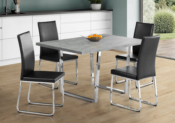 English Elm Dining Table - 60" Rectangular Grey Laminate With Chrome Legs - Modern Design For Kitchen & Dining Spaces B2710P286989