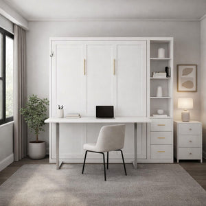 English Elm Diy Queen Murphy Bed with Integrated Workspace Desk for Studio and Home Office W5290S00005