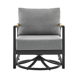 English Elm Crown Outdoor Swivel Glider Lounge Chair Teak Accents Rust Proof Aluminum Frame B2736P464898