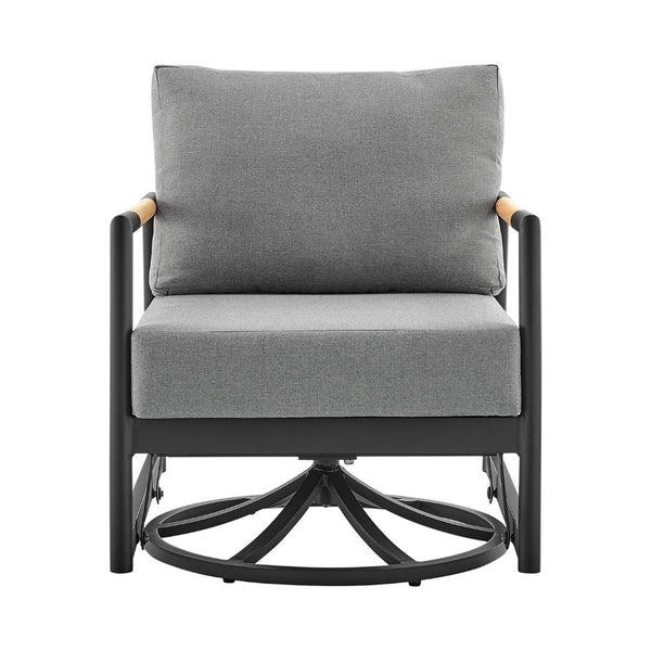 English Elm Crown Outdoor Swivel Glider Lounge Chair Teak Accents Rust Proof Aluminum Frame B2736P464898