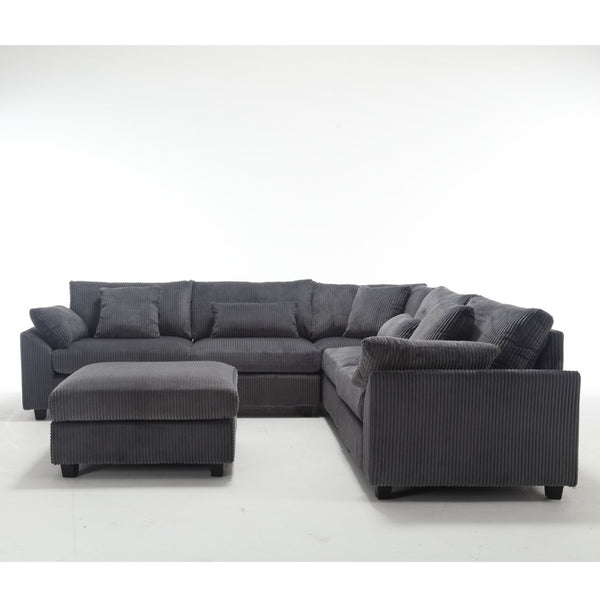 English Elm {New} Oversized Modular Sectional Sofa Set - Comfy Corduroy Upholstered Deep Seats For Living Rooms W2325S00017-GIGA