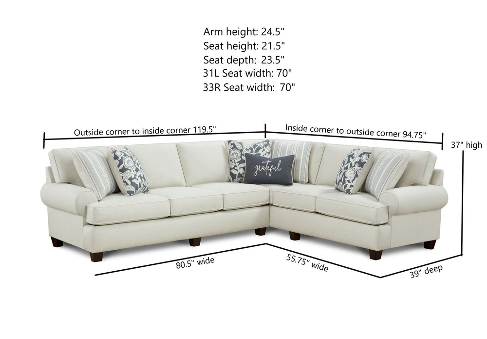 Fusion Awesome Oatmeal Transitional Two-piece Sectional Sofa With Reversible Cushions And Accent Pillows Khaki Ws,100% Polypropylene 39-31l, 33r Awesome Oatmeal Sectional