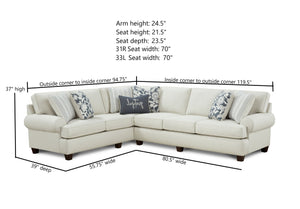 Fusion Awesome Oatmeal Transitional Two-piece Sectional Sofa With Reversible Cushions And Accent Pillows Khaki Ws,100% Polypropylene 39-33l, 31r Awesome Oatmeal Sectional