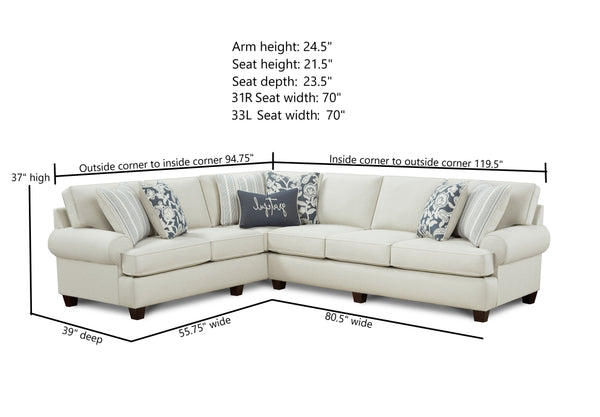 Fusion Awesome Oatmeal Transitional Two-piece Sectional Sofa With Reversible Cushions And Accent Pillows Khaki Ws,100% Polypropylene 39-33l, 31r Awesome Oatmeal Sectional