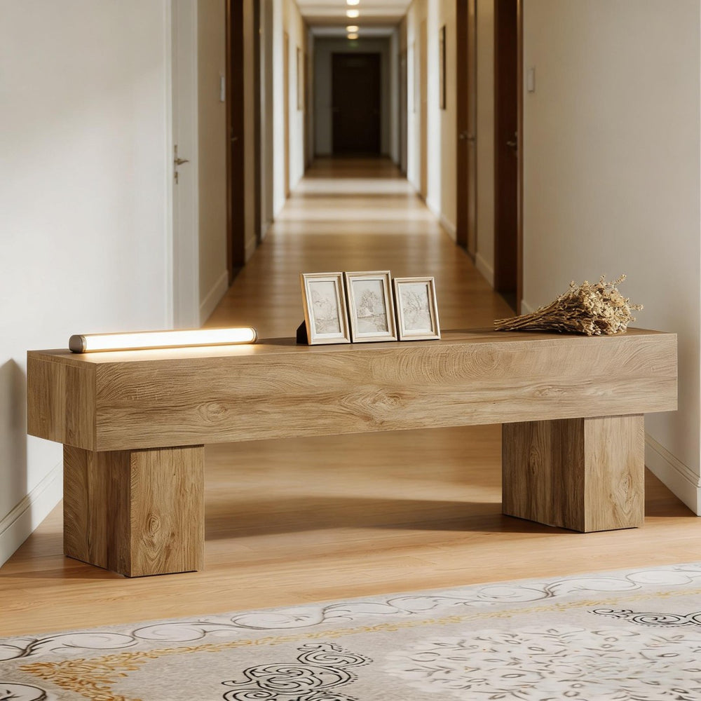 English Elm Practical Geometric Console Table with Matte Black Wood Grain Finish for Entryway or Sofa T3971P454023