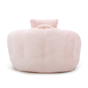 English Elm Giant Foam-Filled Bean Bag Chair with Footstool, Shell-Shaped Faux Fur Sofa for Gaming Reading уют Pink W2677P306794