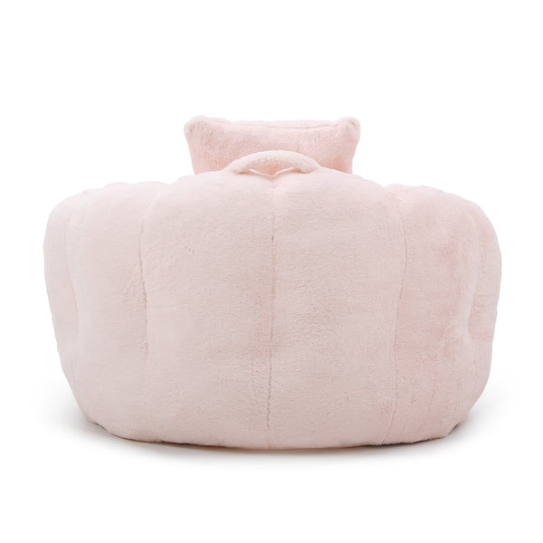 English Elm Giant Foam-Filled Bean Bag Chair with Footstool, Shell-Shaped Faux Fur Sofa for Gaming Reading уют Pink W2677P306794