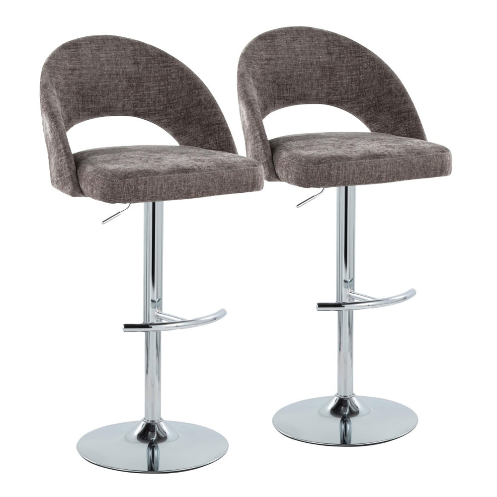 English Elm Adjustable Swivel Barstools Set of 2 Fabric Seat Black Metal Base Kitchen Counter Dark Grey B202S02006