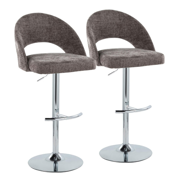 English Elm Adjustable Swivel Barstools Set of 2 Fabric Seat Black Metal Base Kitchen Counter Dark Grey B202S02006