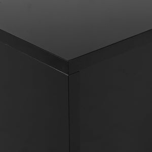 English Elm ON-TREND 47.2" x 31.4" High-Gloss Minimalist Coffee Table with 2 Drawers, Golden Wood-Grain Legs, Modern Centerpiece for Living Room Black N721P180693B