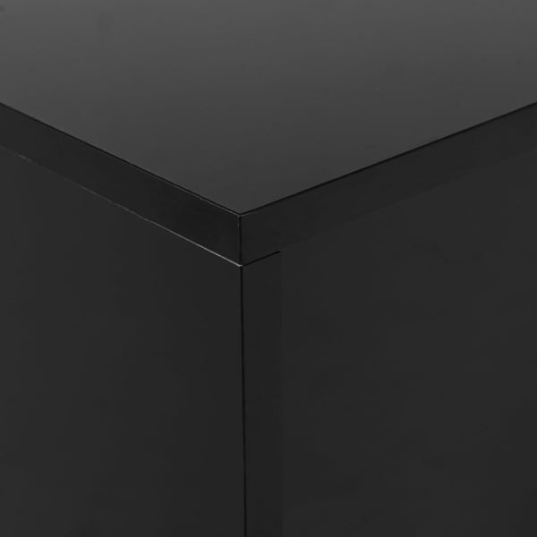 English Elm ON-TREND 47.2" x 31.4" High-Gloss Minimalist Coffee Table with 2 Drawers, Golden Wood-Grain Legs, Modern Centerpiece for Living Room Black N721P180693B
