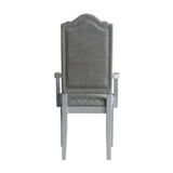 English Elm Two Tone Grey and Pearl Grey Upholstered Back Arm Chairs (Set Of 2)