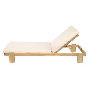 English Elm Christopher Knight Home® - Outdoor Acacia Wood Chaise Lounge with Adjustable Backrest, Water-Resistant Cushions, Durable Hardwood Frame Beige,Teak N772P262628B