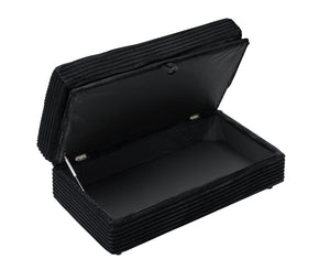 English Elm 47.24-inch corduroy armchair with storage ottoman and USB ports, spring seat, solid wood frame lounge Black W3356S00023