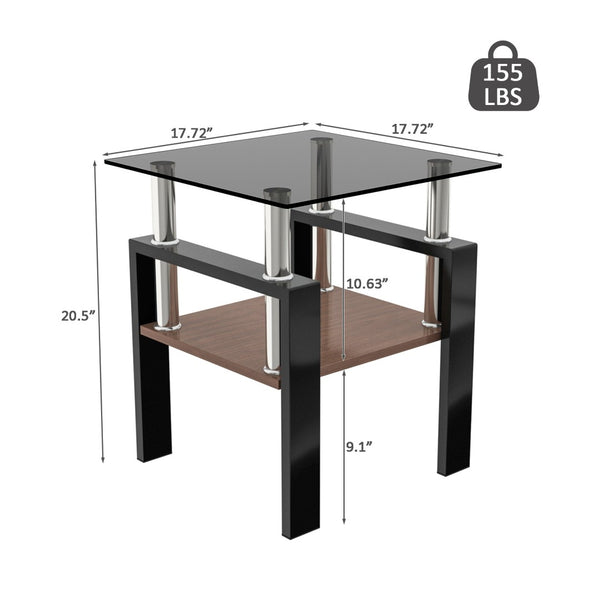 English Elm Set Of 2 Modern Tempered Glass Tea Tables - Sleek, Sturdy, And Stylish For Your Living Space Decor! W241P300310-GIGA