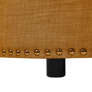 English Elm Tufted Linen Square Ottoman with Lift Top Storage Nailhead Trim Living Room Orange B2748P481673