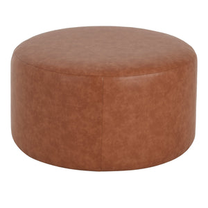 English Elm Christopher Knight Home® - Upholstered Round Ottoman with Faux Leather Upholstery, Dense Foam & Pocket Coil Comfort, 31" Brown,Cognac N757P181733T