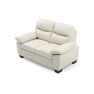 English Elm Glory Marta G674-L Loveseat with Pocket Coil Seating, PU Upholstery, Removable Backs, Durable Design Off White 15 L x 60 W x 31 H B078108380