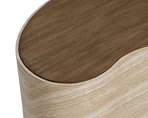 Sunpan ISHIKO Coffee Table - Sculptural Organic Design with Warm Wood-Effect Top & Durable Concrete Base 112580