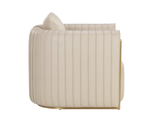 Sunpan ALIX Lounge Chair - Luxurious Napa Beige Faux Leather with Gold Accents for Stylish Comfort 111517