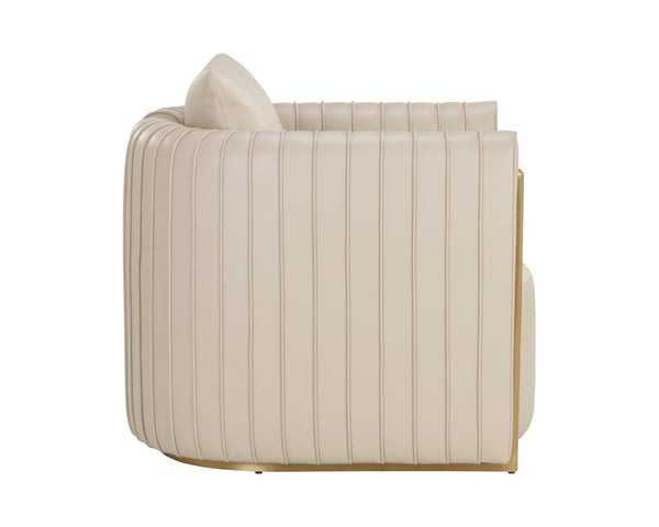 Sunpan ALIX Lounge Chair - Luxurious Napa Beige Faux Leather with Gold Accents for Stylish Comfort 111517