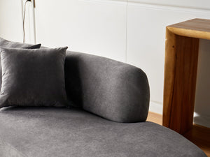 English Elm 90" Curved Sofa with Velvet Upholstery, Ergonomic Half-Moon 4-Seater with High-Density Foam Comfort Grey B2735P320310