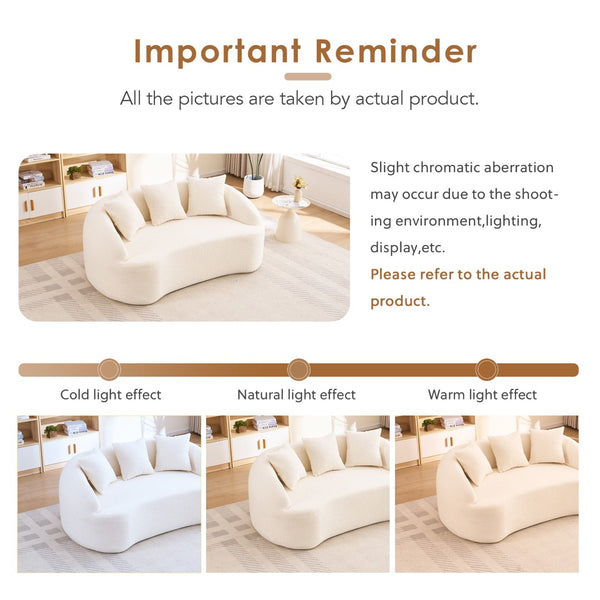 English Elm Ly-049s Curved Chenille Loveseat with Boneless Frame for Modern Living Spaces Off White W2231P402437