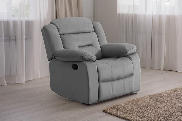English Elm Single Velvet Manual Recliner with Channel Tufting for Cozy Living Room Lounging B089P240505
