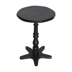 English Elm 15.75 inch Round Small End Table Vintage Wooden Pedestal Side Table with Rounded Top and Easy Assembly Black W2295P339121