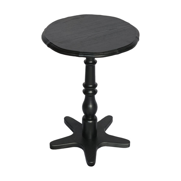 English Elm 15.75 inch Round Small End Table Vintage Wooden Pedestal Side Table with Rounded Top and Easy Assembly Black W2295P339121