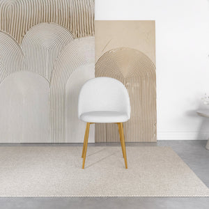 English Elm Ashcroft Furniture - Marion Mid Century Modern Dining Chair Set of 2 — Gold-Plated Legs, White Bouclé Upholstery, Luxe Comfort B183P231914