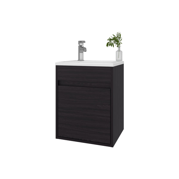 English Elm FM Floating Bathroom Vanity with Integrated Sink and Soft-Close Cabinet for Sleek Modern Storage Wenge 24 L x 21 W x 11 H B128P335850