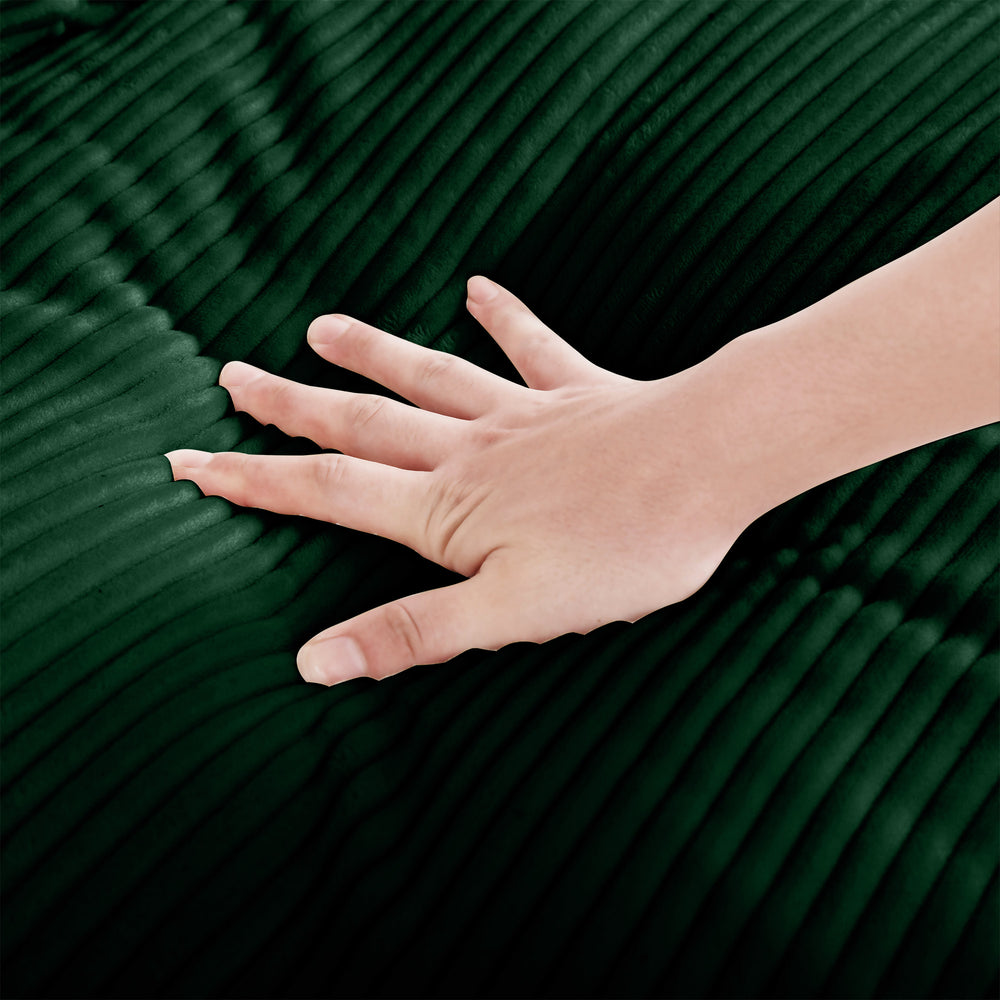 English Elm Large L Shape Sectional Corduroy Sofa with Deep Seats, Storage Ottoman, Ergonomic Support, Modular Comfort for Living Room Green W714S00673