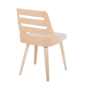 English Elm Trevi Mid-Century Modern Dining Accent Chair with Natural Wood Ladder Back and Cushioned Seat Cream B202S01302