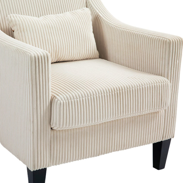 English Elm COOLMORE Modern Accent Chair with Plush Corduroy Upholstery, Solid Wood Frame and Two Pillows Beige W395P195355