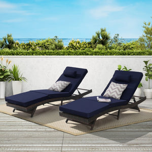 English Elm Outdoor Wicker Reclining Chair Set Of 2 - Adjustable Lounge Chairs With Cushions For Ultimate Comfort W874P264722-GIGA