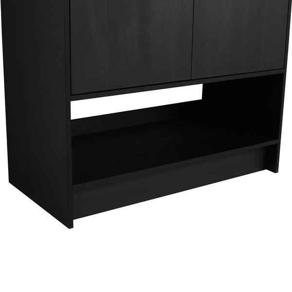 English Elm 36" Freestanding Bathroom Vanity with 2 Doors and Open Shelf, Modern Ergonomic Plywood Cabinet Dark Oak W1972P268401