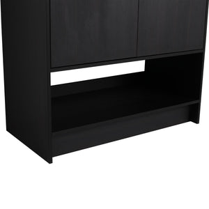 English Elm 36" Bathroom Vanity With Ceramic Sink, Soft-Close Doors, Modern Plywood Cabinet & Open Shelf Storage W1972S00020