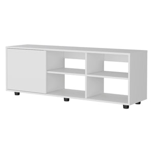 English Elm FM Parker TV Stand with Door and Open Shelves for Large TVs, Minimalist Storage and Modern Style White 53 L x 21 W x 5 H B128P269885