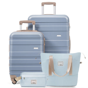 English Elm 4-piece Hardshell Luggage Set Abs Carry-on Checked Suitcase Tsa Lock Duffel Toiletry Blue N726P439328C